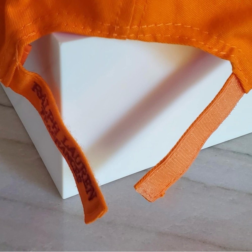 Polo Ralph Lauren Hat Cap Mens 4 Strapback Adjustable Orange Fragrance Big Pony - Picture 5 of 6